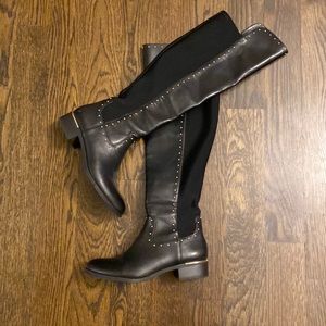 Calvin Klein size 7 Black and Gold knee high boots